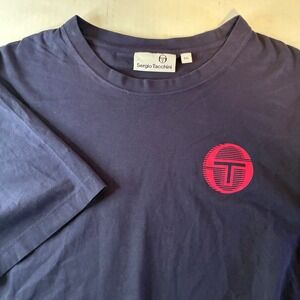Sergio Tacchini Navy Blue Graphic T-Shirt Mens 2XL Short Sleeve Tennis Tee